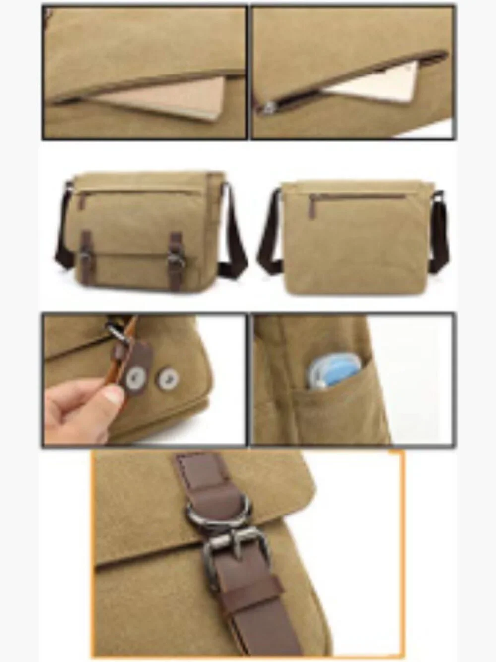 Vintage Canvas Messenger Bag Large Travel Crossbody Laptop Bag
